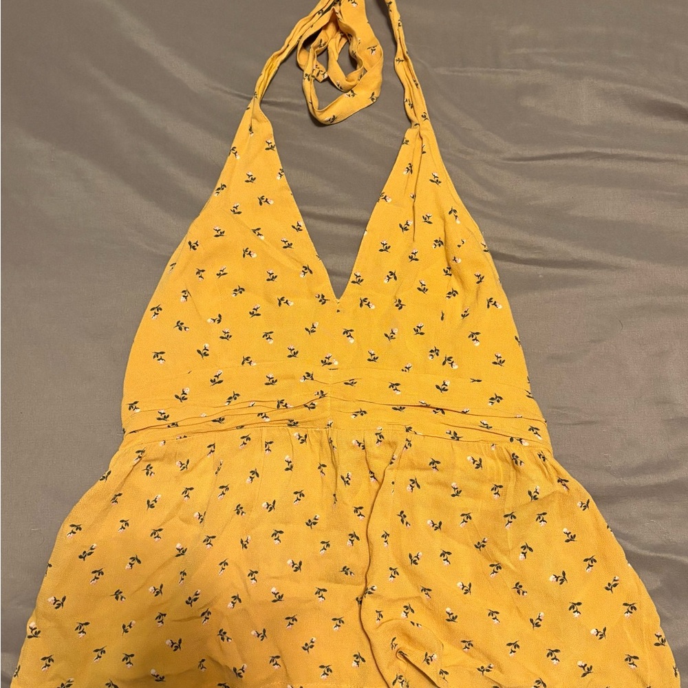 Yellow Floral Halter Top